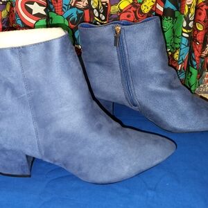 Rouge Helium Blue Suede Ankle Booties